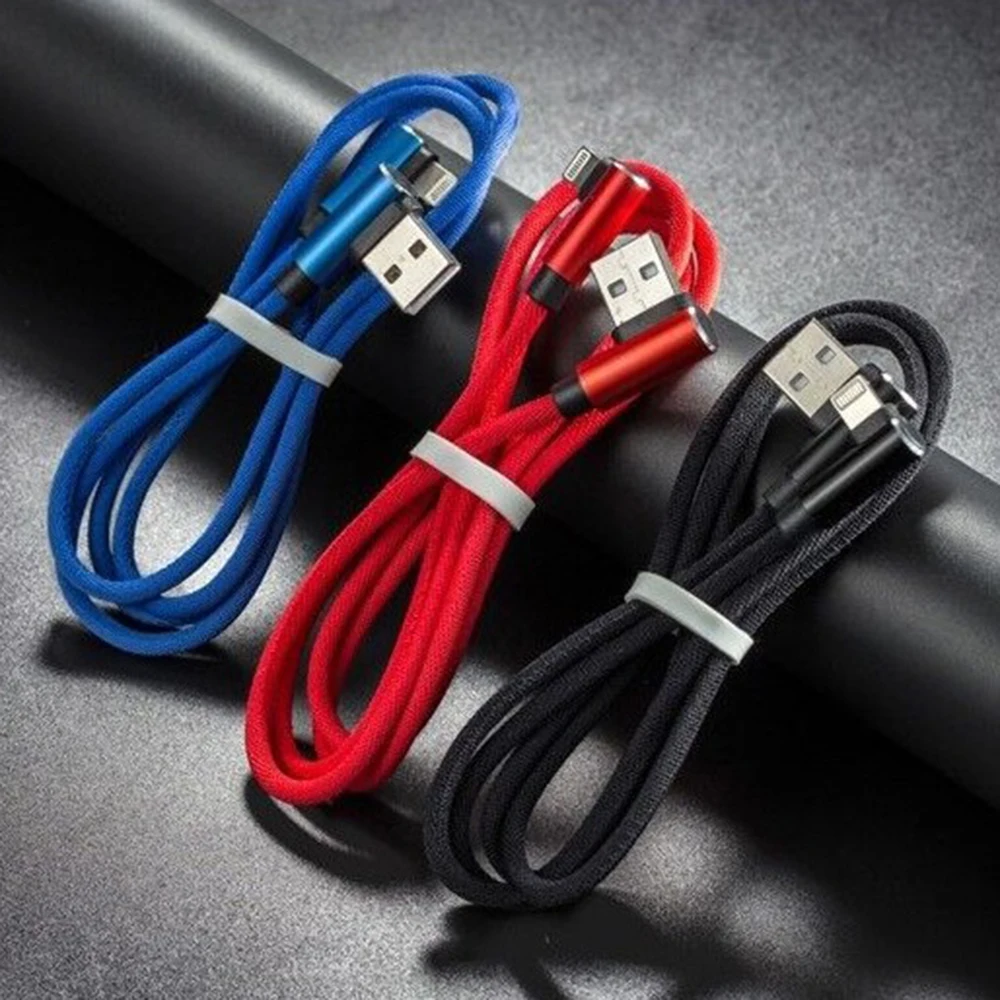 1 м 90 градусов USB зарядное устройство быстрый кабель для IPhone X XR XS MAX IPad шнур для телефона Зарядка Micro usb type C кабель