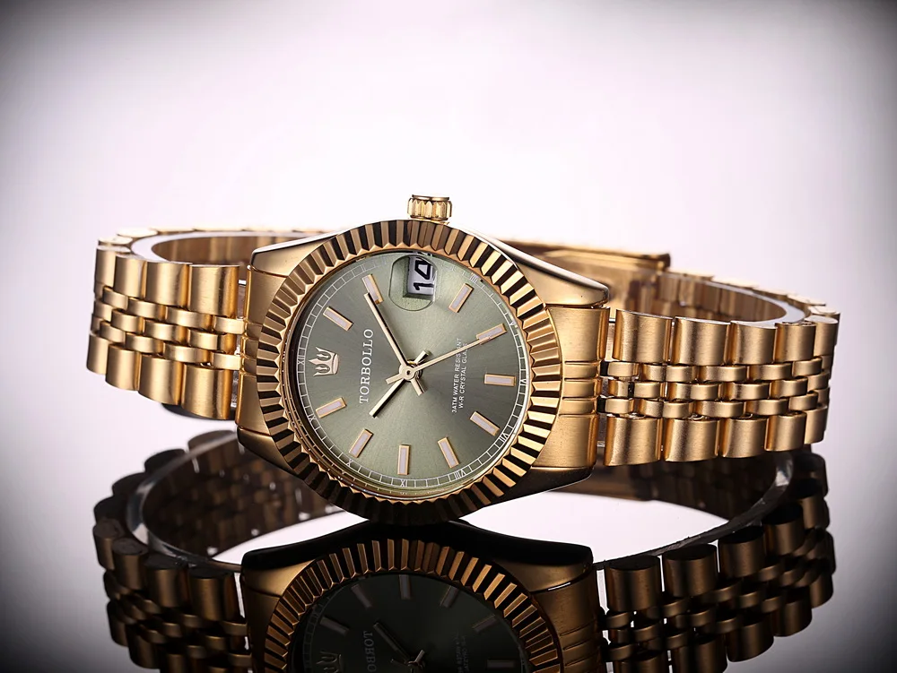 Бренд TORBOLLO модные часы женские из нержавеющей стали женские наручные часы зеленый водонепроницаемый бирка с коробкой