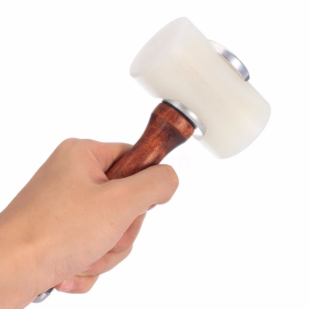DWZ DIY Leather Cutting Hammer Leatherwork Strengthen PE Wooden Craft Stamping Tool