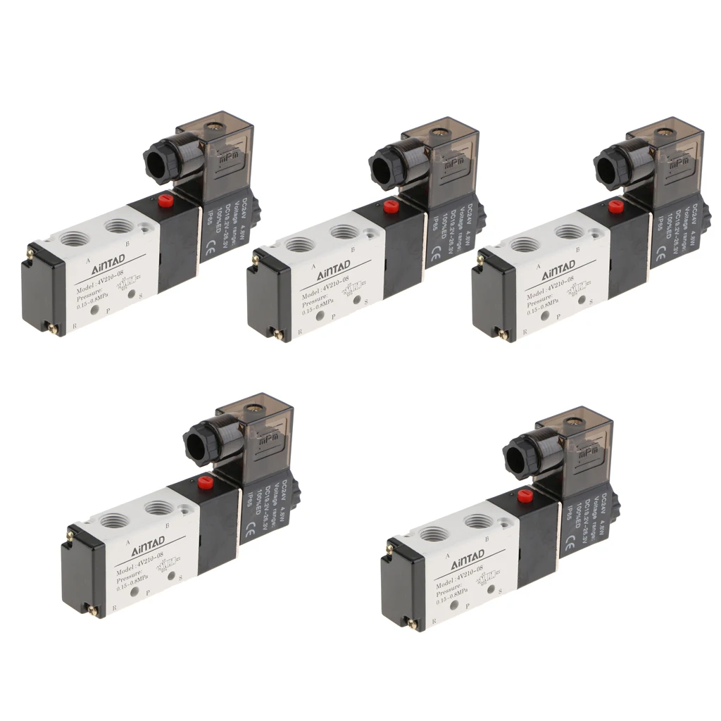 5 шт. 4V210 08 Соленоидный клапан способ 2 положения пневматический 1/4 BSPT 24V| |