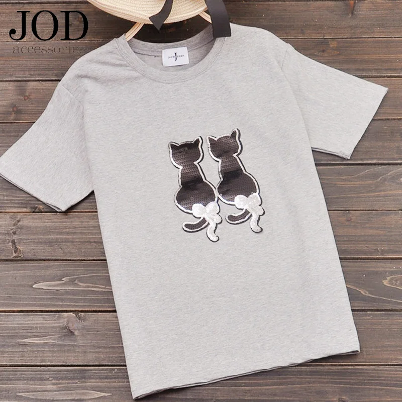 5 шт./лот футболка для женщин животных патч блёстки кошка черный дело с ним гладить на патчи для одежды 3d Футболка мужская