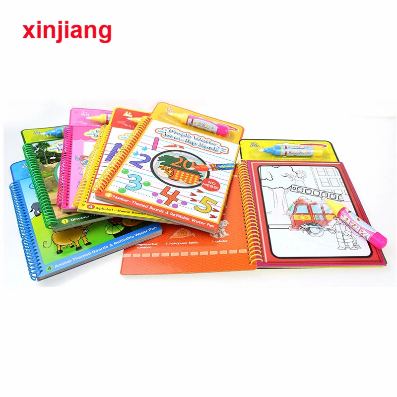 

6 Styles Water Coloring Book Drawing Doodle Book & Magic Pen For Children Water Painting Board Early Educational Toy for Kids