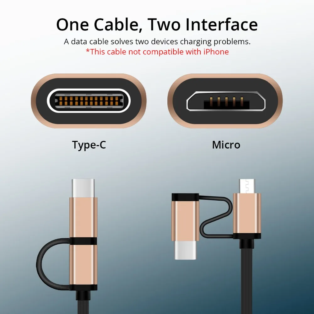 FONKEN выдвижной 2 в 1 USB кабель Micro usb type C телефонный кабель mini type-C провод для быстрой зарядки 1 м передачи данных Мобильные кабели