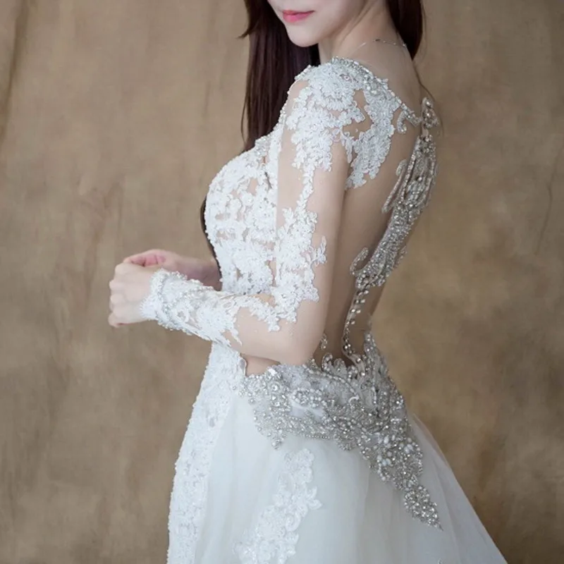 Robe de mariee романтическое длинное свадебное платье свадебные платья vestidos de noiva Casamento Длинные рукава свадебное платье со съемным шлейфом