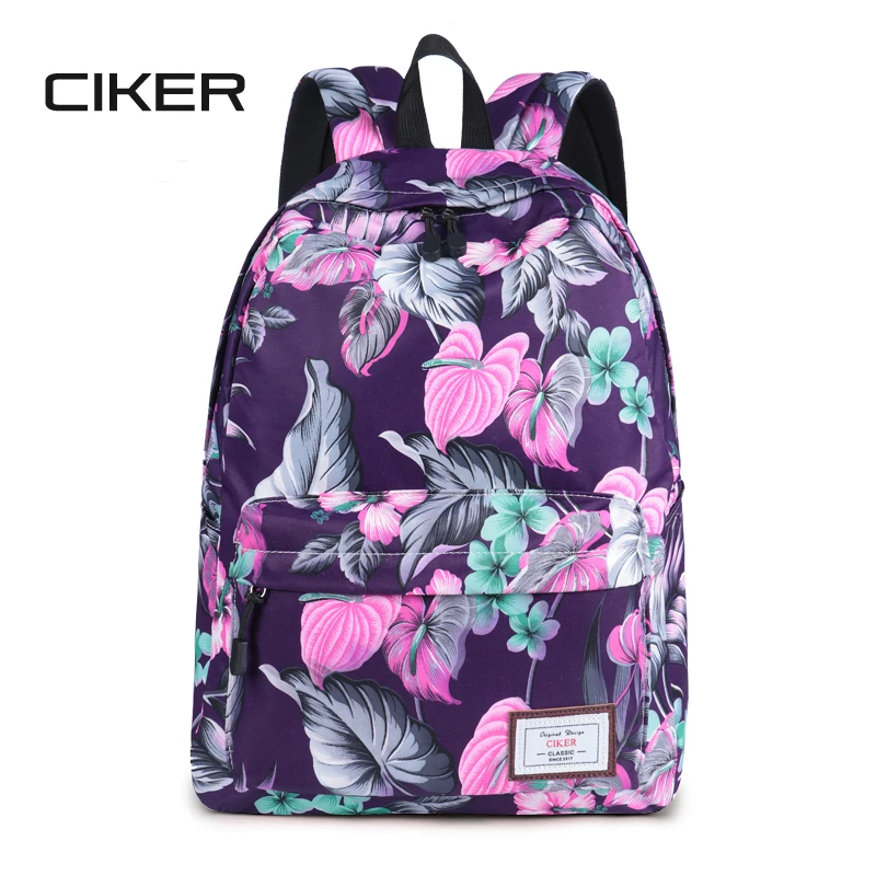 CIKER Brand Printing Backpack Women Floral Bookbags Waterproof Canvas