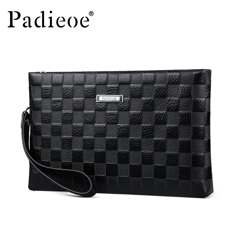 

Padieoe Designer Genuine Leather Purse Men Brand Money Wallet Real Cow Leather Card Phone Holder Organizer for Male Clutch Bag