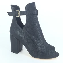 Цвет черный, коричневый; обувь из мягкой кожи ботильоны на высоких каблуках Женские короткие сапоги ботинки с открытым носком квадратный каблук плюс Размеры US13, изготавливаемые под заказ, Женские ботильоны