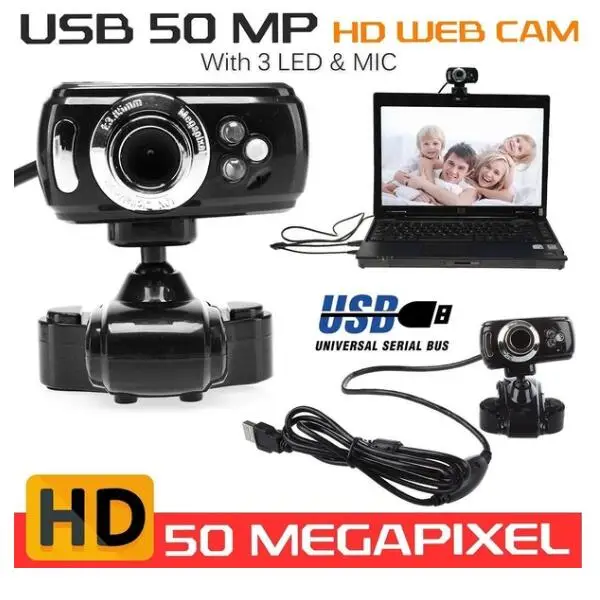 

Aogo Full HD 1080P USB 50.0M Webcam Video Computer Camera with Microphone 3 LED for PC Laptop Skype