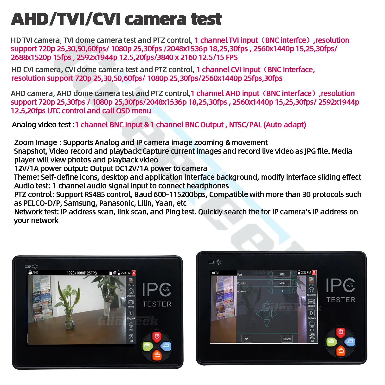 Tester para Dahua Teste da Câmera Monitor de 3.5 Além Disso Testador Polegada 4 k H.265 ip & Cvbs Câmera Ahd Tvi Cvi Hikvision Onvif Ipc1600ahd Ipc 4 cvbs câmera ip ahd tvi cvi tester
