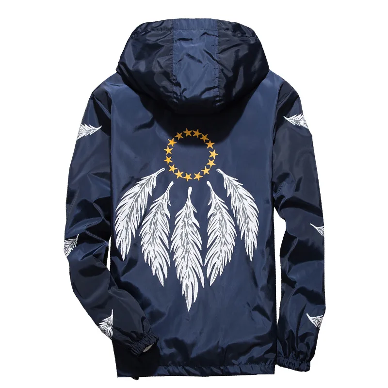 

Feather Wind Jacket 2019 Autumn Mens Hooded Jackets Slim Fit Long Sleeve Homme Trendy Windbreaker Coat Brand Clothing Size M-7XL