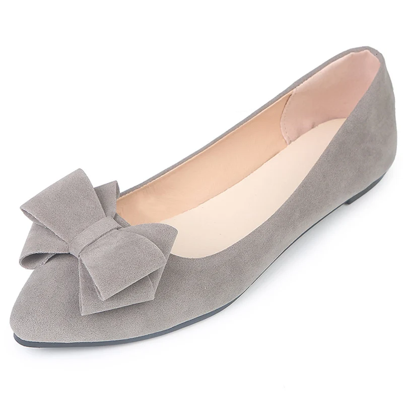 

HEE GRAND 2019 New Red Flats Women Flat Shoes Butterfly-Knot Slip On Pointed Toe Solid Loafers Female Casual Footwear XWD7399