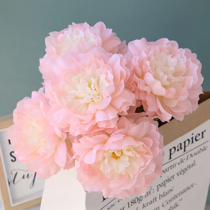 

65cm high aesthetic 5 head peony high-grade artificial flower home wedding Christmas decoration Peony bouquet