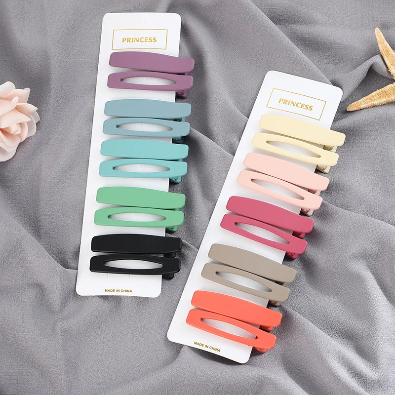 ZMASEY New 2pc Side clamp sanding Hair Clips Solid color One-word Hairpins Trendy Handmade Hair Styling Accessories