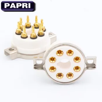 

PAPRI 4PCS High Quality Ceramic K8A Gold Plated 8pin tube sockets Chassis Mount Audio for 6SN7 EL34 6SL7 6550 KT88 6P3P 6V6