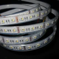 Новый 5050 SMD 4 в 1 RGBW (6500 К) Светодиодные ленты; 60 светодиодов/м; DC12V вход 5 м Длинные; водонепроницаемый в силиконовой трубки; белый PCB