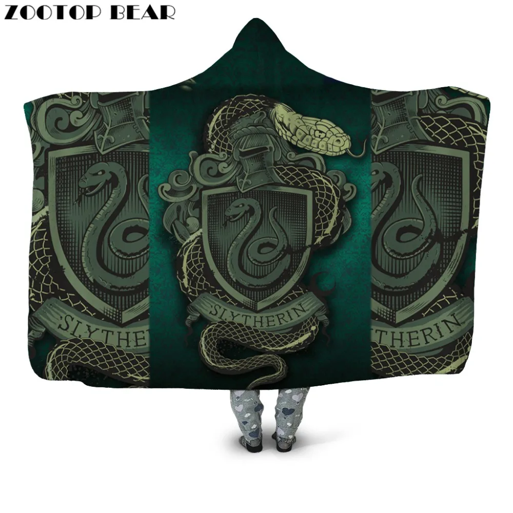 

Harry Potter 3D Hooded Blanket Slytherin Snake Poster Print Sherpa Wearable Blanket Throws Boy Man Bedding Bedspread
