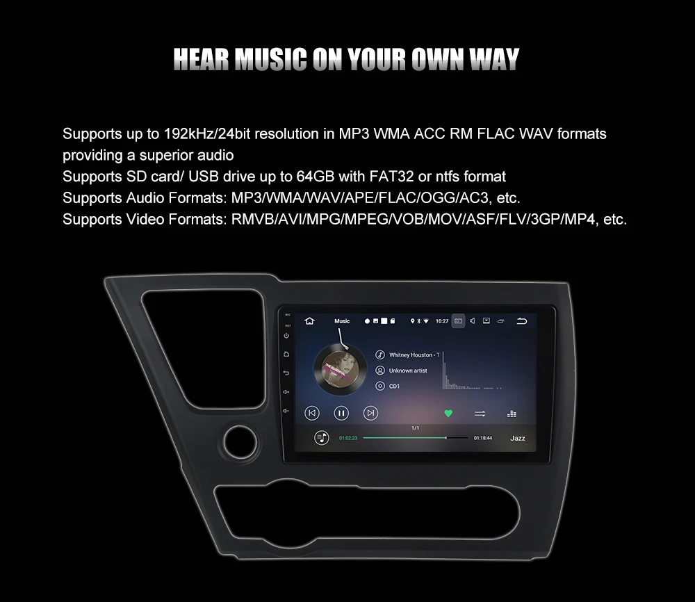 Top 9" 1din Car Stereo Android 8.1 for Honda Civic Multimedia US Version 2013 2014 2015 Autoradio Navigation 1080P Car MP4 6