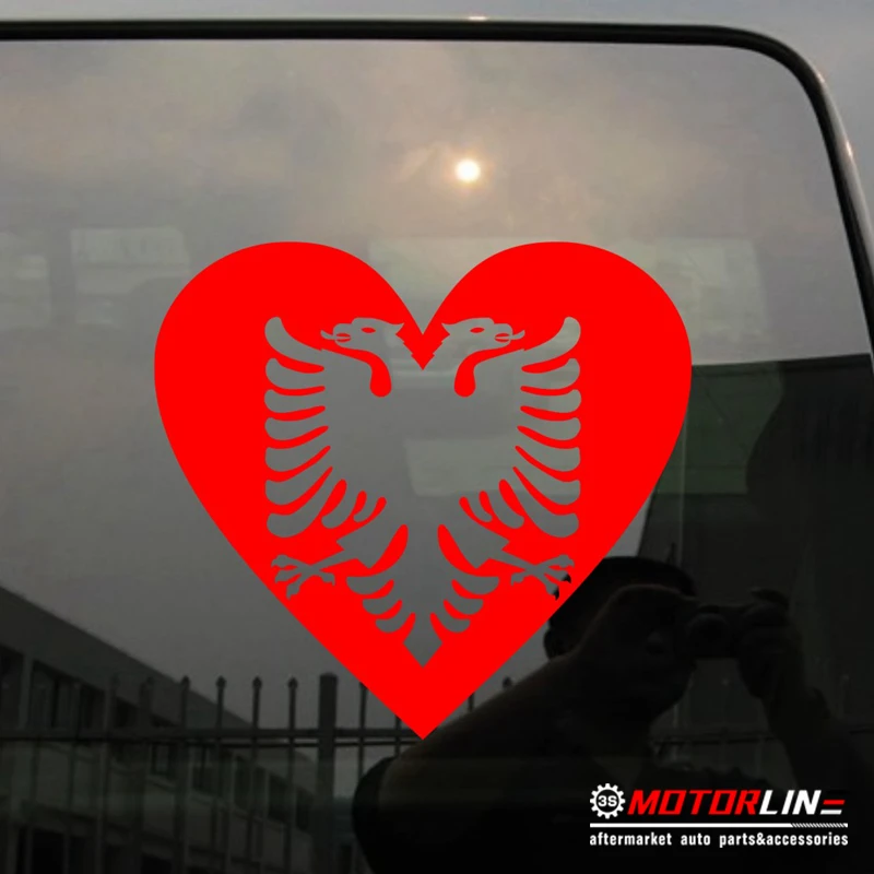 

Coat of arms Love Albania Decal Sticker Double-Headed Eagle Heart Car Vinyl pick size color die cut no background