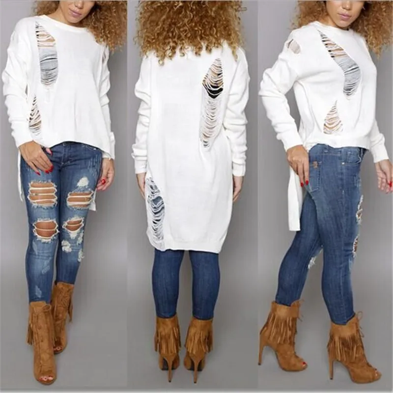 2015-New-Autumn-Winter-Ripped-Out-Women-Sweaters-And-Pullovers-Tassels-Knitwear-Irregular-Black-White-Sweater (1)