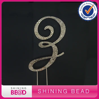 

Free Shipping New Style Unik Occasions Sparkling Collection Crystal Rhinestone Monogram Cake Topper - E