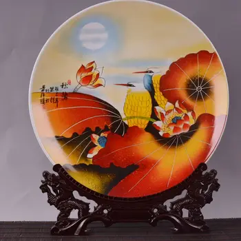 

Jingdezhen ceramics, porcelain plate, color (Qiu Lu), the seat disc hanging plate decorative plate handicrafts
