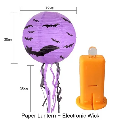 Хэллоуин вечерние 8/12/16 дюймовый круглый Бумага Фонари светодиодный свечи украшения для свадьбы и дня рождения, подарок, ремесло, сделай сам, подвешенная шаровая вечерние поставки - Цвет: 12
