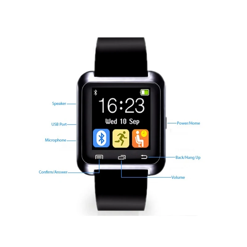 Zaoyimall Bluetooth U80 Смарт часы Android MTK smartwatchs для Samsung S4/Примечание HTC Xiaomi телефона PK U8 GT08