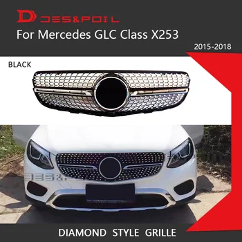 

GLC Diamond Grille Black Silver Chrome For Mercedes Benz X253 Coupe SUV Front Bumper Racing Grill 2015-2018 GLC43 GLC200 GLC300