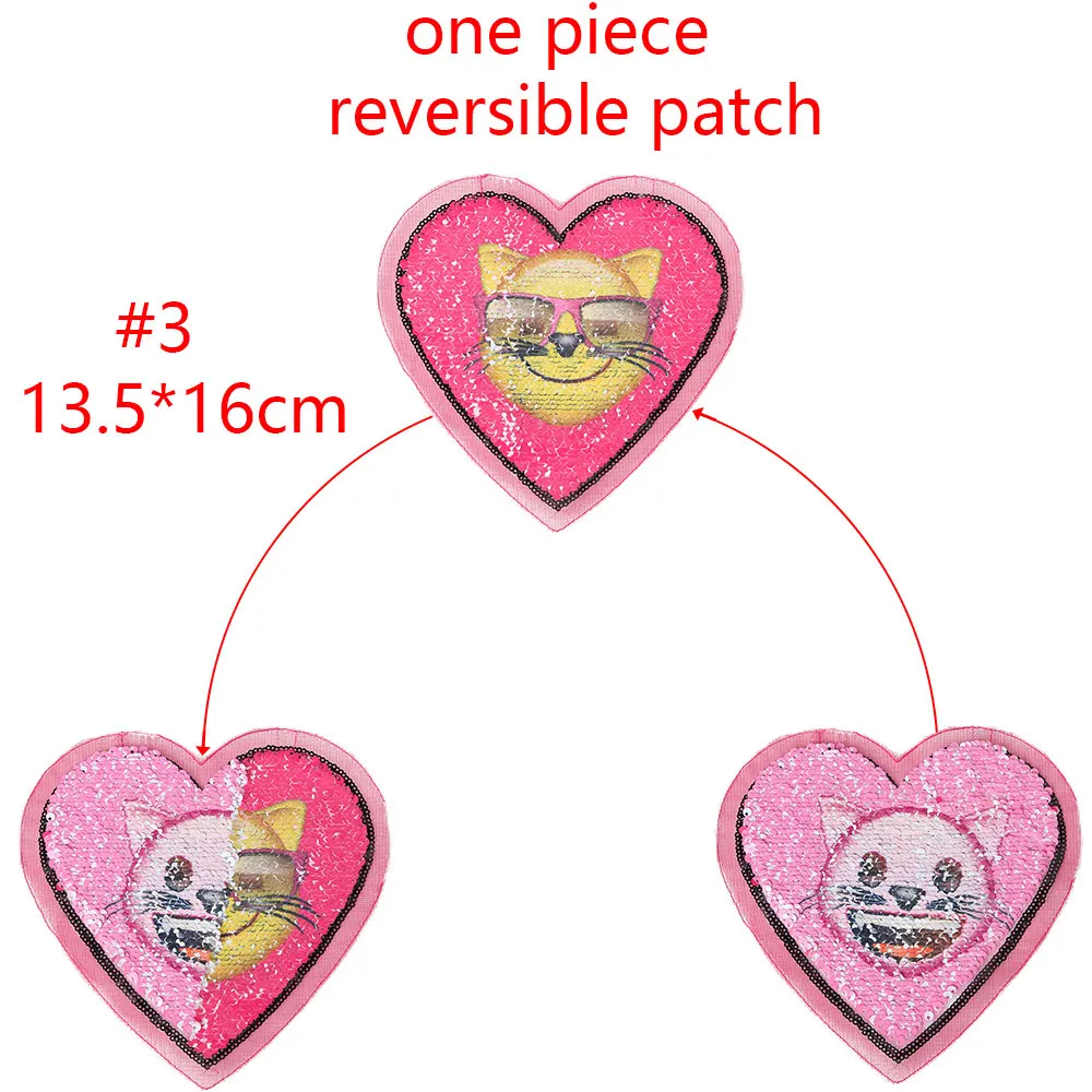 

1PC New Lovely Cat Reversible Sequins Sew On Patch for clothes DIY Crafts Coat Sweater Embroidered Paillette Patch Applique