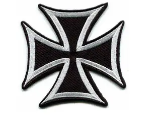 Large Iron-Cross Vintage Iron-On Biker Embroidered Clothing Patch- Choose  Black with Either Red or Silver Trim for Jacket Vest Shirt Back e1