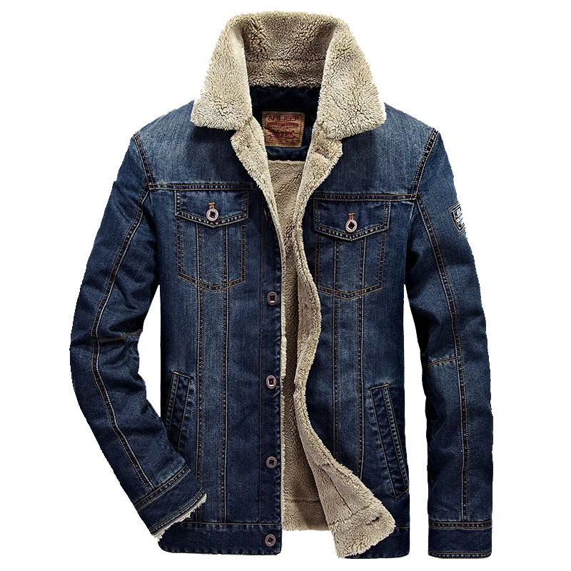 

BRAND New 5XL 6XL Mens Fleece Denim Jacket Winter Fashion Fleece Thicken Casual Denim Jacket Coat Men Outwear BF66009A