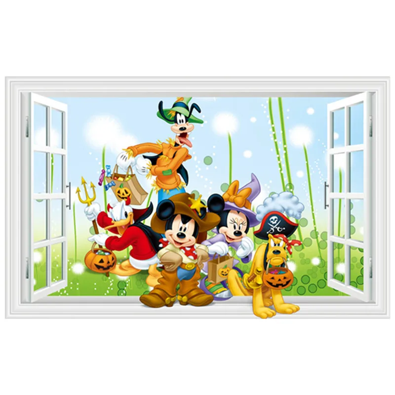halloween anime wall decals happy mickey minnie mouse false window 3d stickers home decorations for kids rooms vinyl wallpaper in wall stickers from home - Mickey Minnie Halloween halloween anime wall decals happy mickey minnie mouse false window 3d stickers home decorations for kids rooms vinyl wallpaper in wall stickers from home - Mickey Minnie Halloween