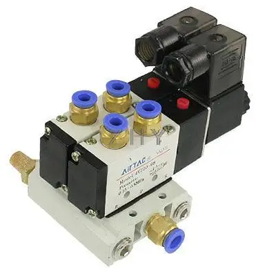 

DC 12V 2 Positions Twin Solenoid Valve Base Muffler Quick Fittings Set