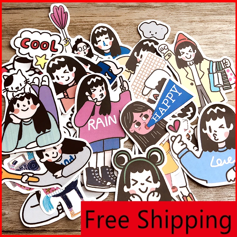 23 pcs Lively girl series personalized scrapbook Stickers scrapbooking material sticker happy planner craft Diary | Дом и сад