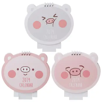 

2019 Lovely Happy Pig Desktop Standing Paper Calendar Daily Schedule Table Planner Yearly Agenda Organizer