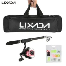 Lixada Профессиональный рыболовная приманка стержень катушки комплект с 1,6 М рыболовные стержни из углеродного волокна катушка Приманка в сумке для Карп Рыбалка