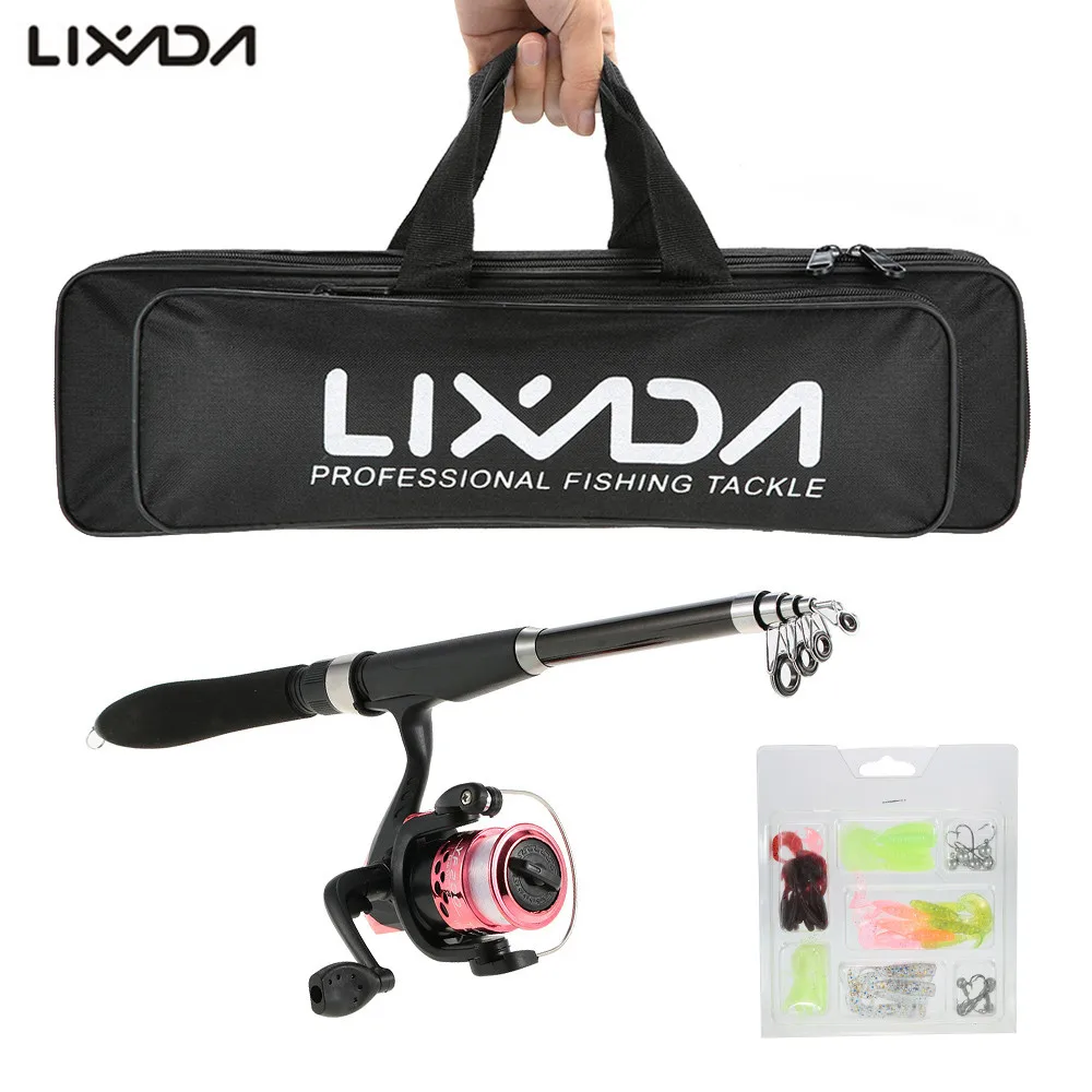 

Lixada Professional Fishing Lure Rod Reel Set with 1.6m Fishing Carbon fiber Rod Reel Bait Suit in Bag for Carp Fishing Pesca