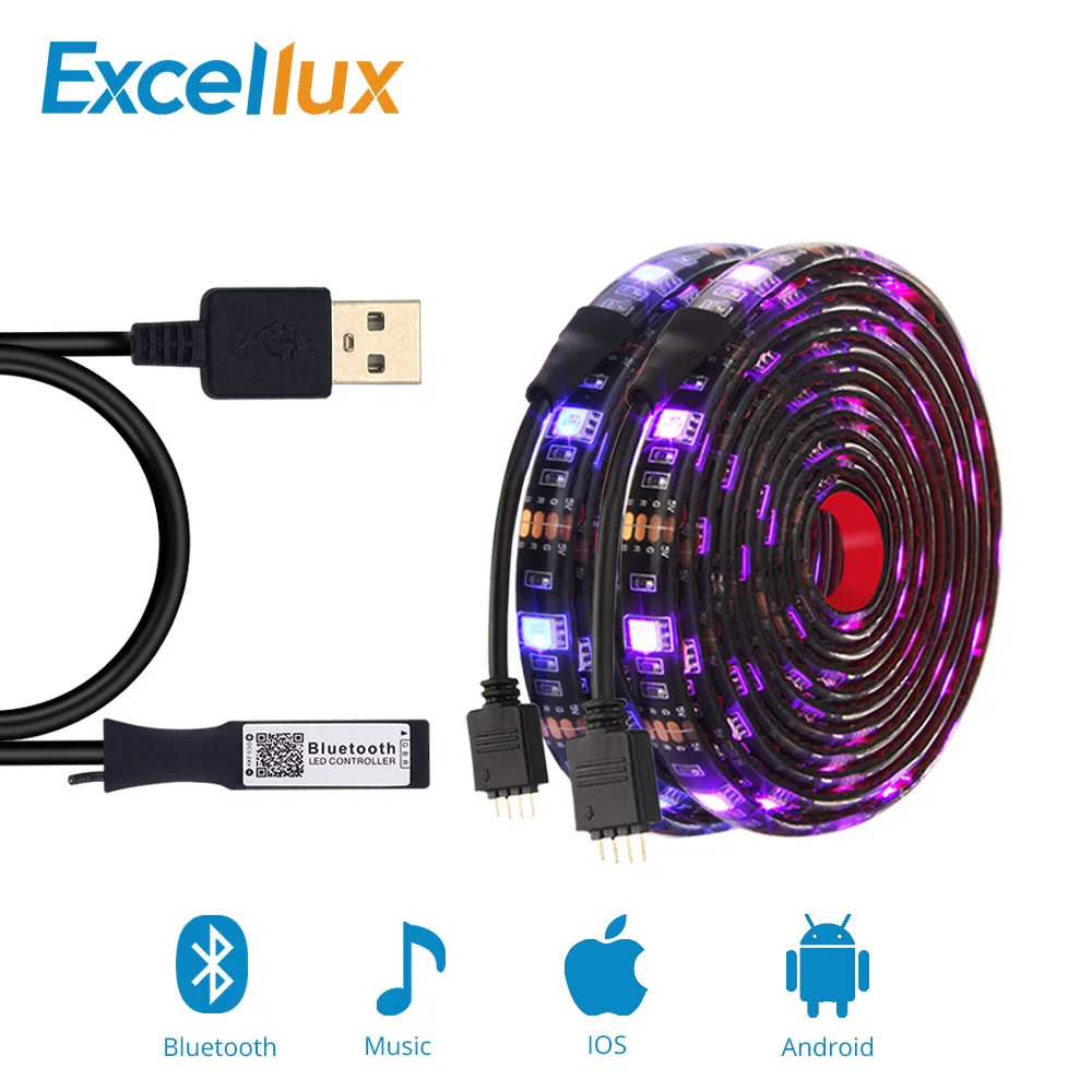 

Led Bluetooth Strip Set 5050 RGB USB Led Strip Light Waterproof Flexible Led Ribbon Tape Music Strip For TV Backlight 50CM 1M 2M