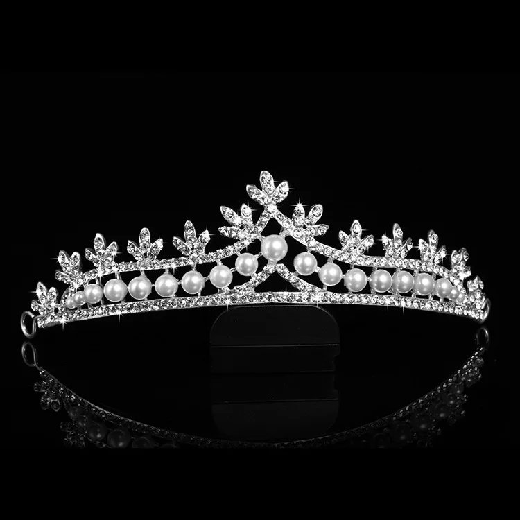 Большие винтажные серебряные свадебные диадемы повязка в виде короны хрустальные стразы свадебные аксессуары для волос жемчужная свадебная корона