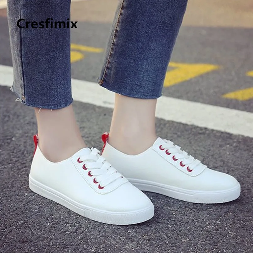 Plates Cresfimix Printemps amp; Automne Chaussures b Cuir Mode Cool Confortable Pu C2413 Blanc Lacent De Et A Doux Dame Femmes qqw7vprF