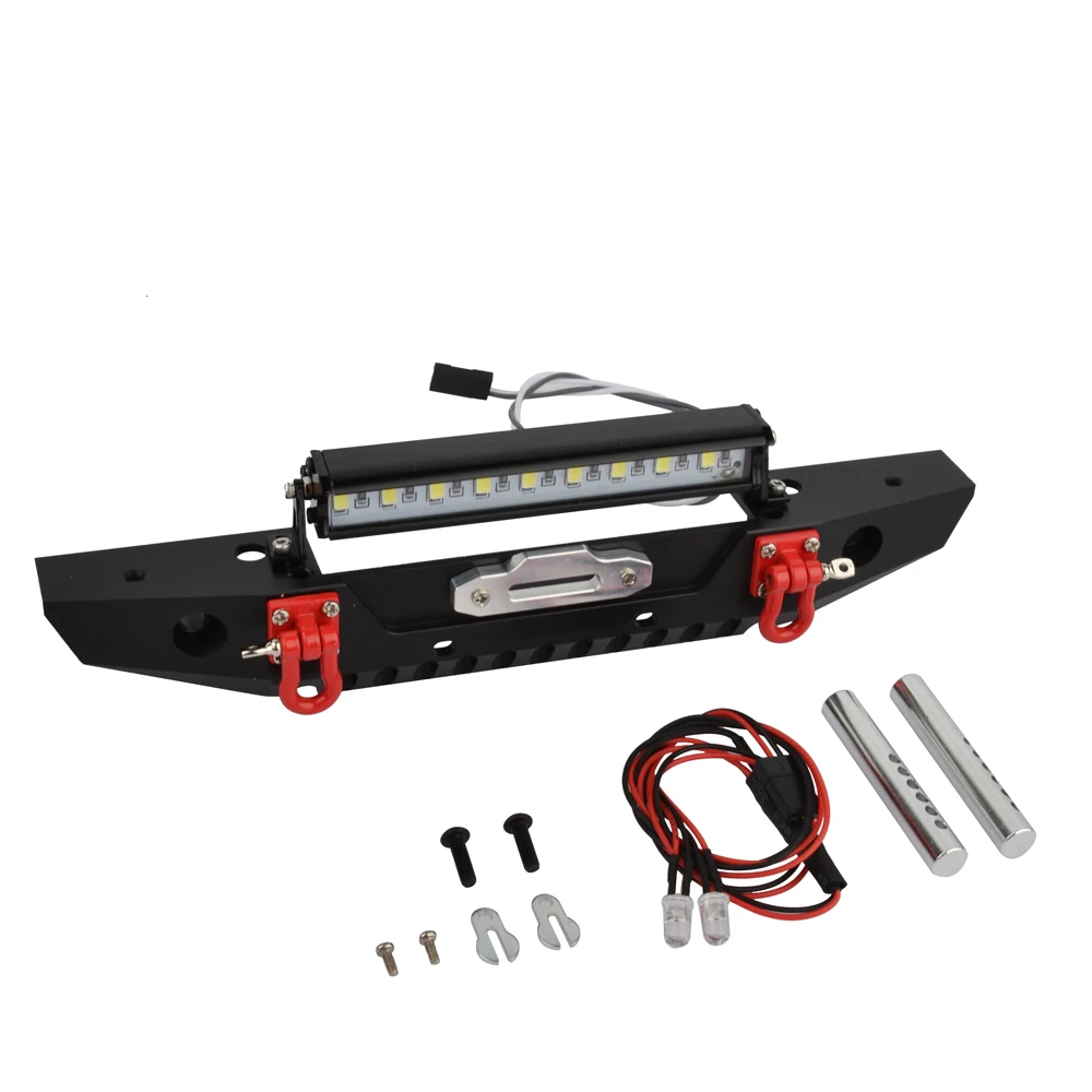 

1/10 Rc Metal Front Bumper With LED Light for Traxxas TRX-4 TRX4 Axial Scx10 Scx10-ll D90 D110 1/10 RC Crawler Car
