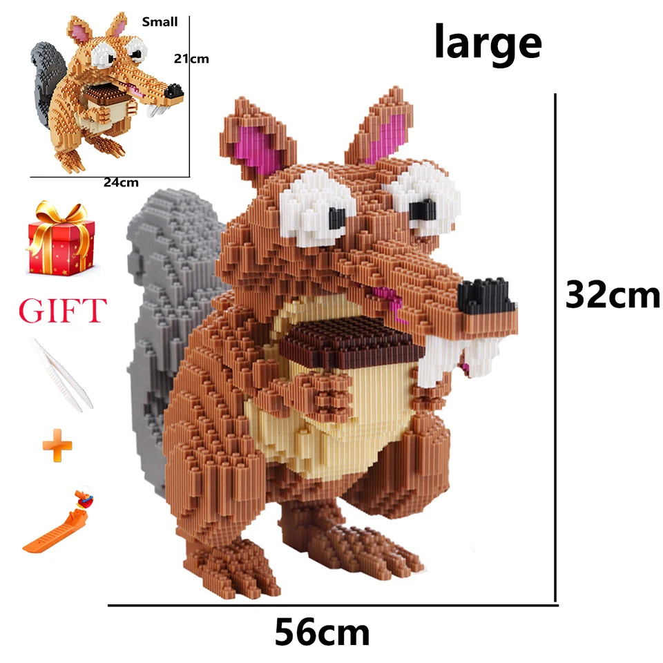 

Classic Cartoon Scrat Acorn Large Size Building Blocks Animal Toy Educational Squirrel Assemable Bricks Children Model Gifts