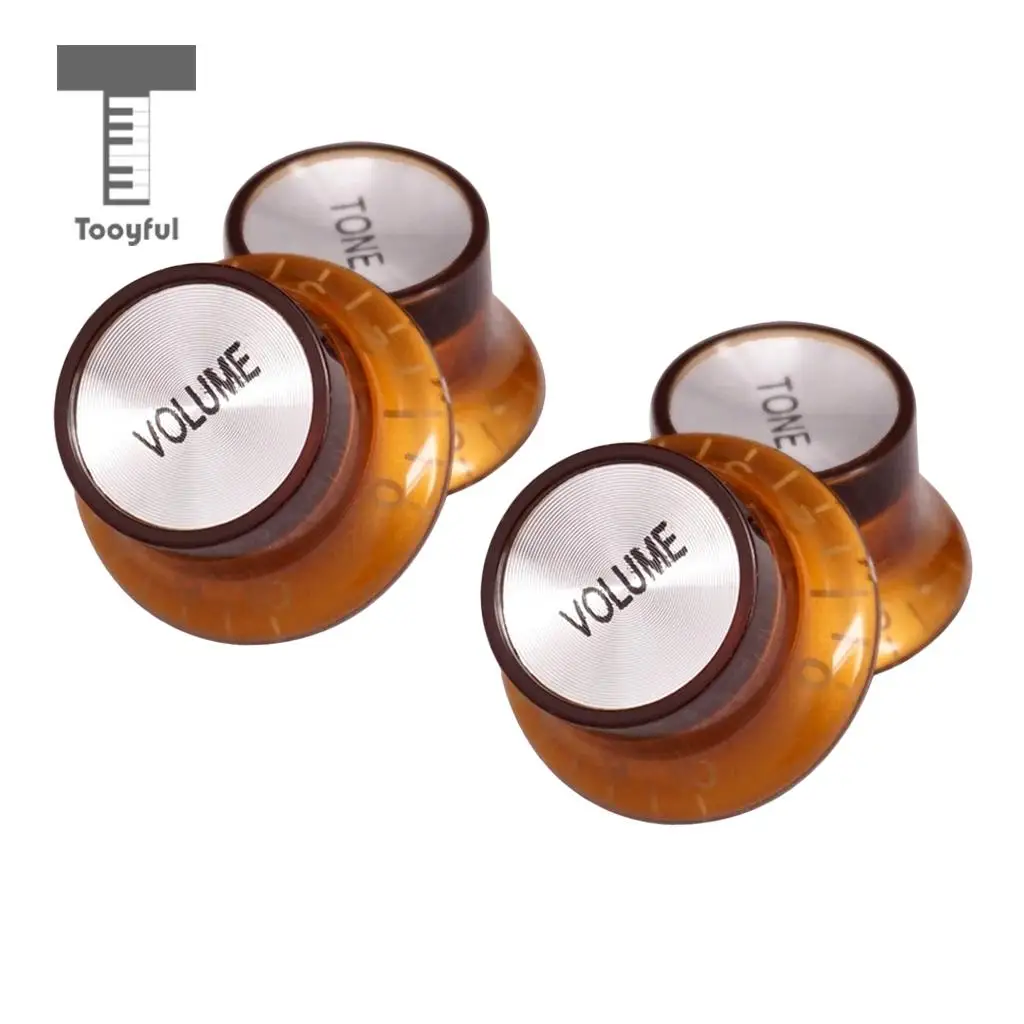 Tooyful 4Pcs Tone Volume Control Button Knob for Strat SQ Electric Guitar Bass