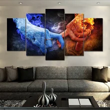 

5 Panel Fire And Ice Love Living Room Home Wall Art Decoration Unframe Modular Picture Large Canvas Painting For Bedroom