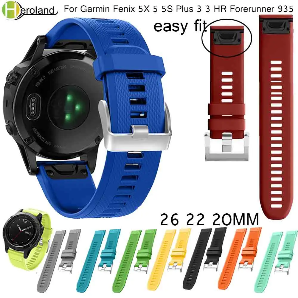 Watchband Strap bracelet for Garmin Fenix 5X 5 5S Plus 3 3HR 935 Smart Watchbands Quick Release Silicone Easyfit WristBand Strap Watchband Strap bracelet for Garmin Fenix 5X 5 5S Plus 3 3HR 935 Smart Watchbands Quick Release Silicone Easyfit WristBand Strap