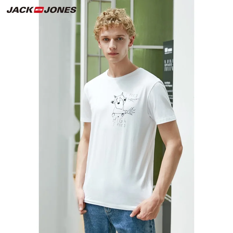 

JackJones Men's 100% Cotton Printed Short-sleeved T-shirt E|219101554