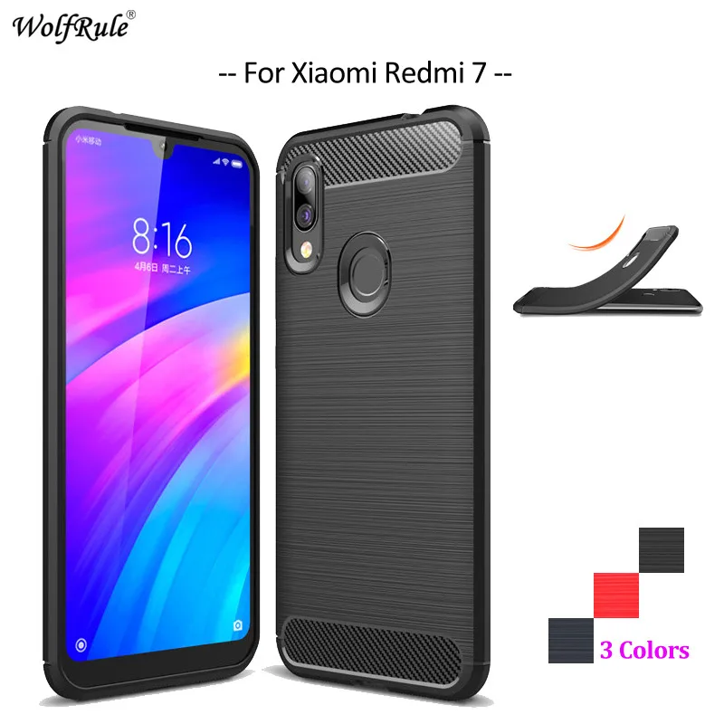 

Carbon Fiber Phone Case For Xiaomi Redmi 7 Case Soft TPU Back Cover For Xiaomi Redmi 7 Rugged Protective Phone Bumper 6.26''