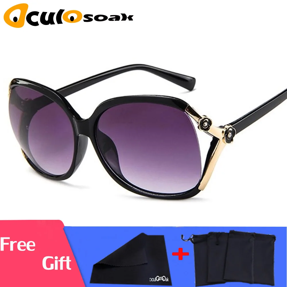 DD Retro Oversized Oval Sunglasses Women Luxury Brand Classic Vintage Camellia Ladies Glasses Shades goggles Oculos UV400