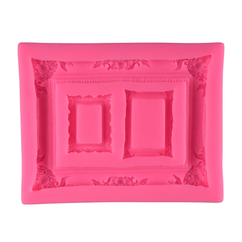 3 Even Big Retro Relief Mirror Frame Silicone Moulds 3D Chocolate Party Cake Decorating Tools DIY Baking Fondant Silicone Molds1