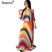 Abasona женское летнее пляжное богемное Радужное шифоновое длинное платье макси с принтом Tie Dye элегантное сексуальное платье для вечеринок